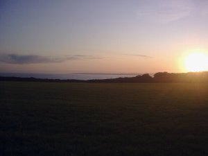 setting sun over the camp site